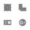 Vector illustration set web icons. Elements Google Pluss, Radio Clock, Artboard buttonand transform buttonicon