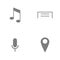 Vector illustration set web icons. Elements Marker, Microphone, document with folded upper cornerand Music noteicon