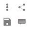 Vector illustration set web icons. Elements text message, file save, Shareand Triple dotsicon