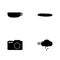 Vector illustration set web icons. Elements wind and rain cloud, photo camera, bread and cup of coffee icon