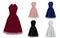 Vector Illustration of Sexy Dress Design Suitable for Party With Elegant Red, White, Pink, Blue and Black Color Choices