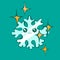 Vector illustration of shining cute kawaii snowflake