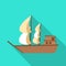 Vector illustration of ship and old sign. Graphic of ship and boat stock vector illustration.