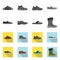 Vector illustration of shoe and footwear symbol. Set of shoe and foot stock vector illustration.