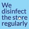 Vector illustration sign explaining that the store is disinfected on a regular basis