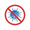 Vector illustration of a sign prohibiting coronavirus infection