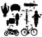 Vector illustration silhouette different transport facilities on white