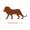 Vector illustration with a silhouette of a lion on a white background. Lion profile side view. Silhouette of a lion. Logo. Vector