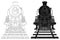 Vector illustration silhouette of old fashioned steam locomotive