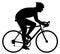 Vector illustration and silhouette of a road bike with a professional cyclist on saddle