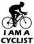 Vector illustration and silhouette of a road bike with sportsman and I AM A CYCLIST quote