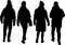 Vector illustration of silhouettes young citizens walking outdoors together