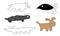 Vector illustration Simple animal drawings depicting birds, dogs, crocodiles