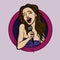 Vector illustration of a singing woman .