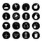 Vector illustration of sixteen black and white grunge icons illustrating the concept of a green environmentally friendly city