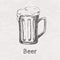 Vector illustration of sketch of beer mug