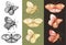 Vector illustration of sketch hand drawn set of vintage butterflies isolated.