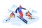 Vector illustration of skier athlete. Young professional sportsman