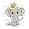 Vector illustration of a small elephant in a hat.