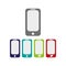 Vector illustration of a smart phone sets mobile handsets in black, blue, white and gray colors with large touch screen