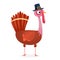 Vector illustration of a smiling cartoon turkey. Thanksgiving day.