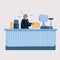 Vector illustration of Smiling Cashier woman