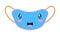 Vector illustration of smiling medical mask. Concept of coronavirus. Funny face in kawaii style. Vector smile on facial mask