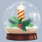 Vector illustration of snow globe ball realistic new year chrismas object on white with shadow