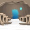 Vector illustration of snowy cave inside view