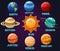 Vector illustration of the of the solar system planets earth,neptune,mars,uranus,saturn,jupiter,venus,mercury isolated on backgrou