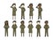 Vector illustration of soldiers standing in different poses