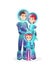 Vector illustration of spaceman family. Happy astronauts in space suit - woman, man and daughter. Space colonization