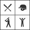 Vector Illustration of Sport Set Icons. Elements of Baseball Crossed Bats, Baseball helmet, Baseball player and Winner icon