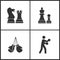 Vector Illustration of Sport Set Icons. Elements of Chess, Boxing gloves and Boxing icon