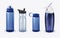 Vector illustration of sport water bottles set various shapes and size isolated on background