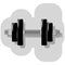 Vector illustration sports equipment dumbbell with four black rubber pancakes with nuts on the ends of the neck painted in gray