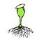 Vector Illustration of Sprout with Seed and Roots. Seedling, Shoot, Sapling Gardening Plant. Trees, Flowers, Vegetables Cucumber,