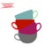Vector illustration of a stack of colorful coffee cups on a white background eps10
