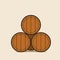 Vector illustration of stacks of wooden barrels top view isolated on a light background