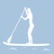 Vector illustration of stand up paddling female silhouette icon.