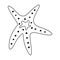 Vector illustration of a starfish. Outline doodle drawing of a starfish