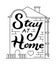 Vector illustration with Stay at home lettering text. An inscription urging people to stay at home during the epidemic. COVID-19