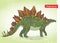 Vector illustration of Stegosaurus armatus or covered lizard on the green background. Series of prehistoric dinosaurs.