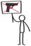 Vector illustration of stick figure protesting gun violence holding up sign with crossed-out gun