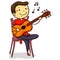 Vector Illustration of Stick Kid Boy playing Acoustic Guitar