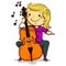 Vector Illustration of Stick Kid Figure playing a cello