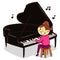 Vector Illustration of Stick Kid Figure playing the Grand Piano