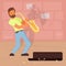 Vector illustration of street musician playing sax