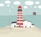 Vector illustration with striped lighthouse