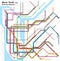Vector illustration of the subway diagram of New York City,the United States of America